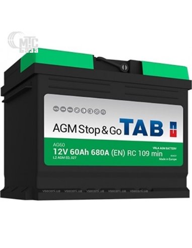 TAB AGM akumuliatorius 12V 60Ah 680A