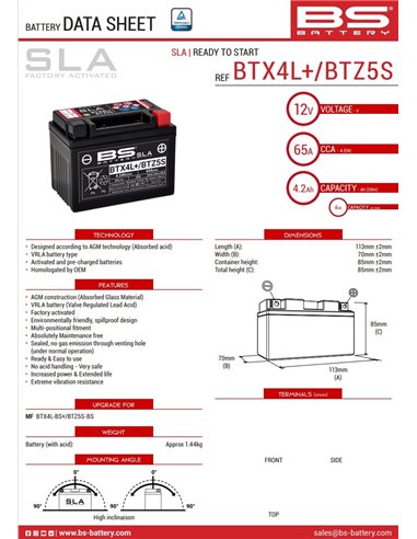 BTX4L+/BTZ5S SLA akumuliatorius