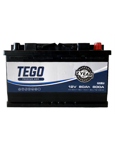 TEGO AGM akumuliatorius 12V 80Ah 800A