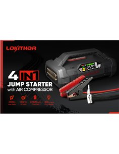 Išorinė baterija LOKITHOR 2500A 12V (su 150PSI oro kompresoriumi) 2