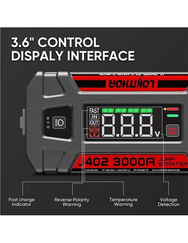 Išorinė baterija LOKITHOR J402 12V 3000A (užvedėjas)