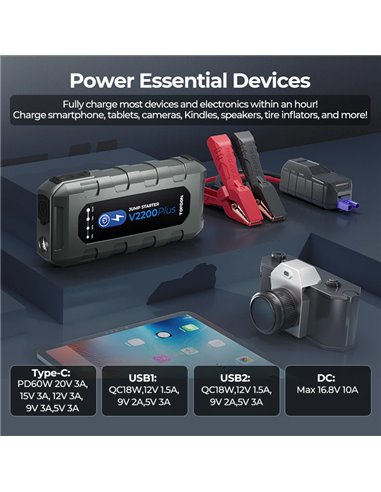 Išorinė baterija TOPDON V2200 Plus (su Jump Start funkcija)