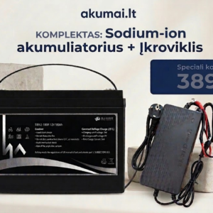 Sodium-ion akumuliatorius SIB12-100H BT 12V 100Ah +įkroviklis SIB 12-15A