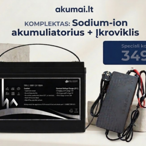Sodium-ion akumuliatorius SIB12-100H 12V 100Ah +įkroviklis SIB 12-15A