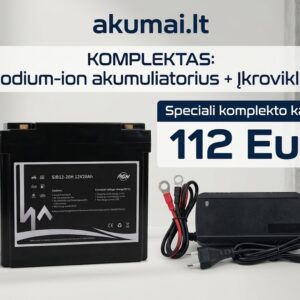 Sodium-ion akumuliatorius SIB12-20H 12V 20Ah +įkroviklis SIB 12-5A